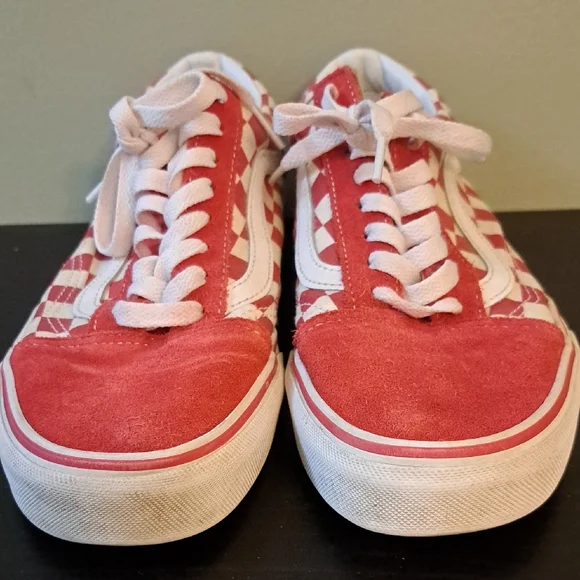 Vans Old Skool Red and White Checkerboard Canvas Sneakers Womens 8.5 Mens 7 - Picture 12 of 14